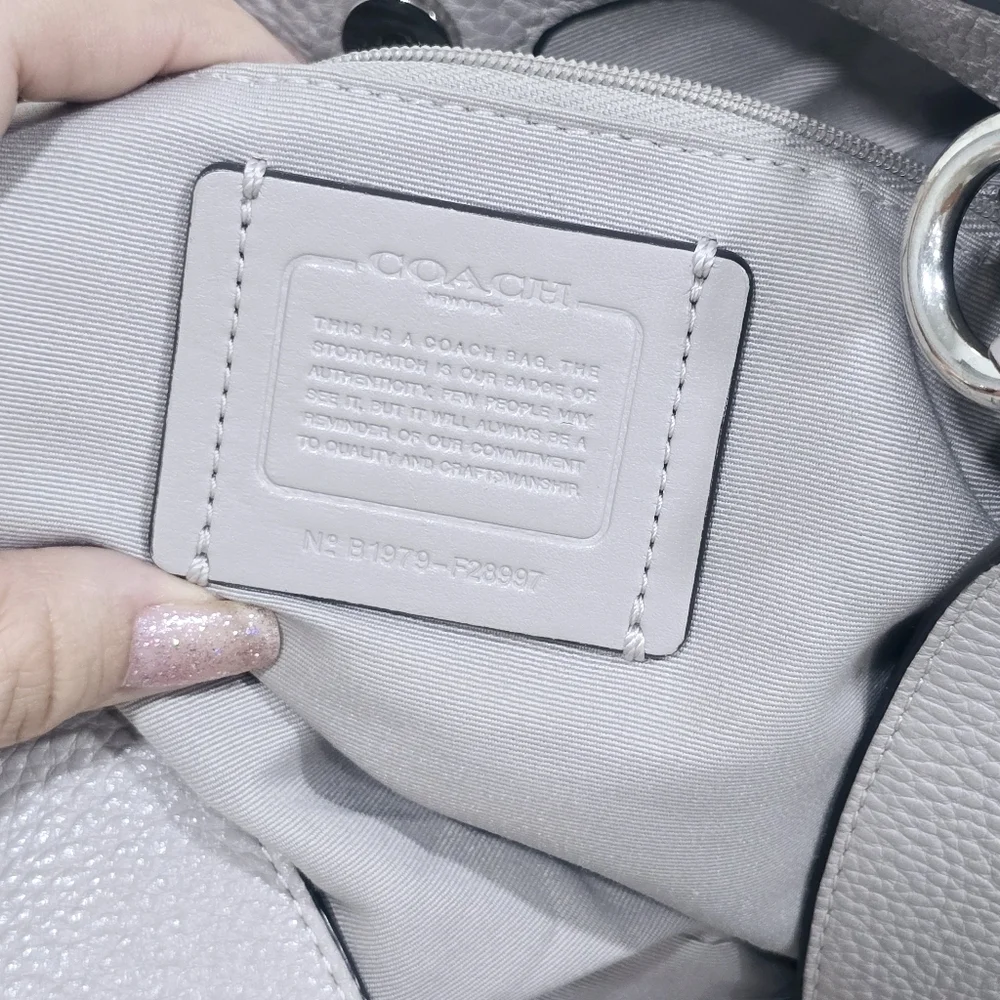 Coach Lexy Shoulder Beige Leather Purse